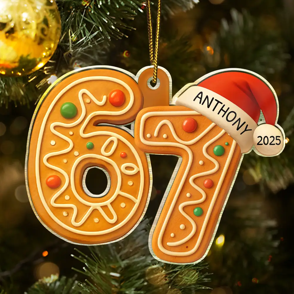 Six Seven Funny Slang Christmas Decoration - Personalized Custom Shaped Acrylic Ornament - Image 2