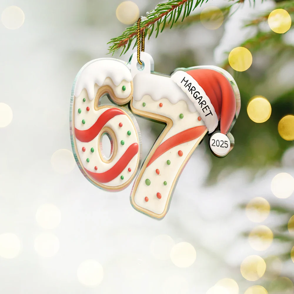 Six Seven Funny Slang Christmas Decoration - Personalized Custom Shaped Acrylic Ornament - Image 3