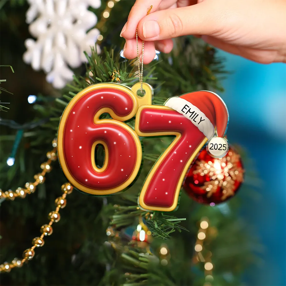 Six Seven Funny Slang Christmas Decoration - Personalized Custom Shaped Acrylic Ornament - Image 5