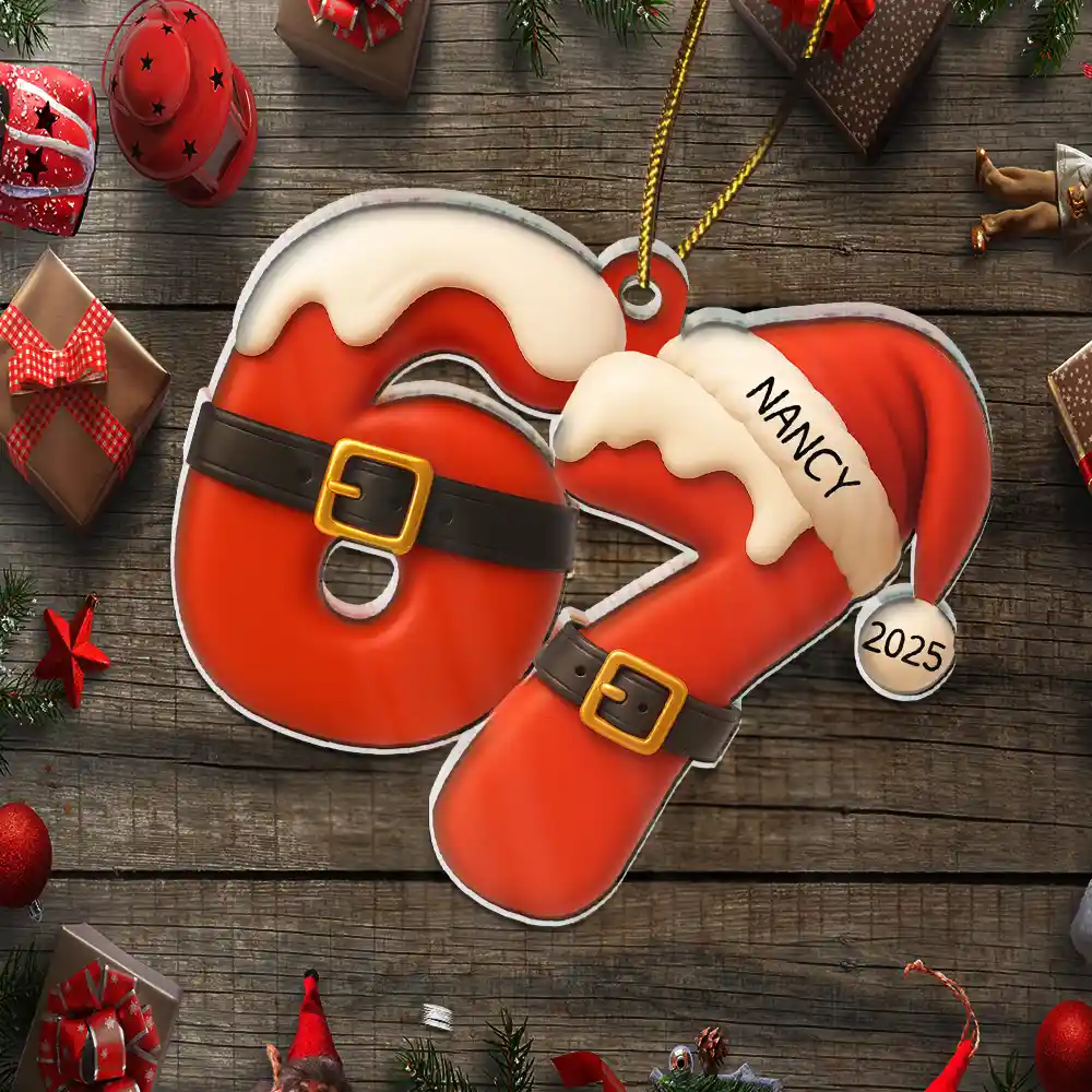 Six Seven Funny Slang Christmas Decoration - Personalized Custom Shaped Acrylic Ornament - Image 6