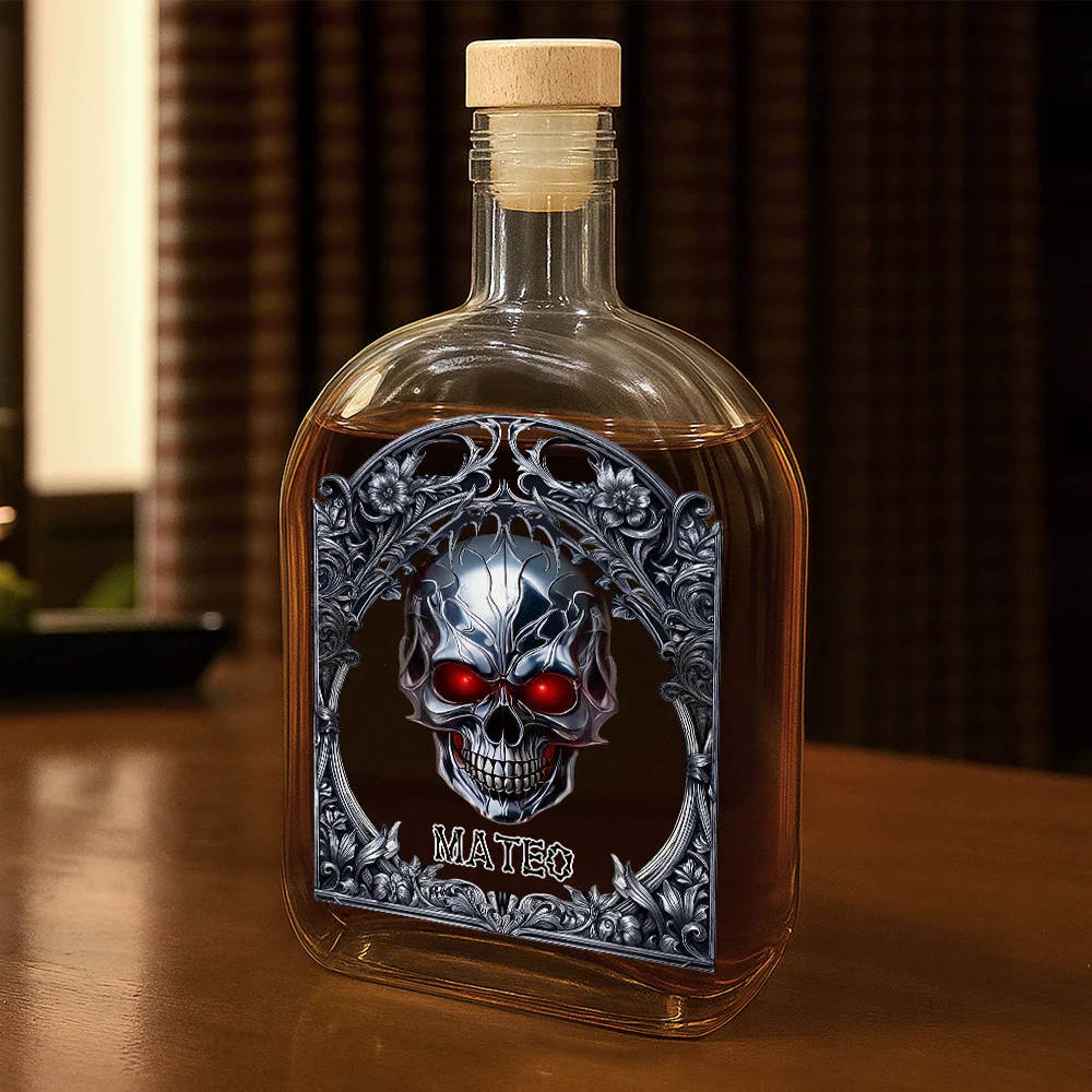 Skeleton Gothic Favorite Spirit Is Whiskey - Personalized Whiskey Bottle - Image 2