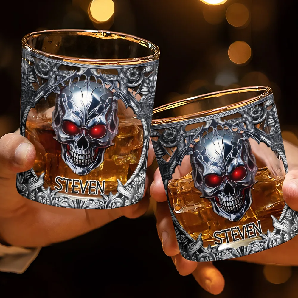 Skeleton Gothic Favorite Spirit Is Whiskey - Personalized Whiskey Glass - Image 3