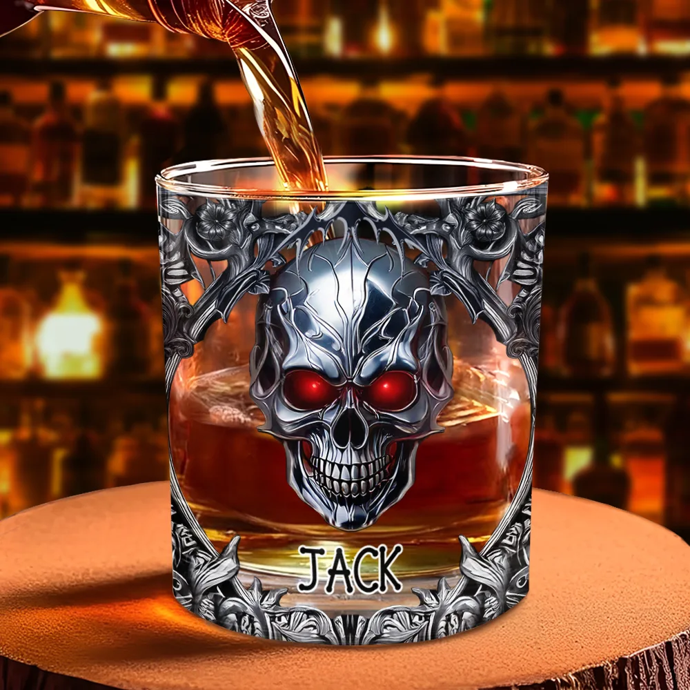 Skeleton Gothic Favorite Spirit Is Whiskey - Personalized Whiskey Glass - Image 4