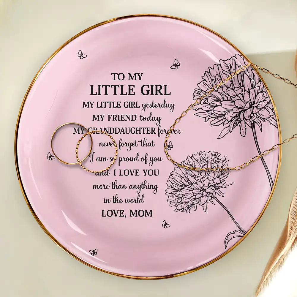 Sketch Birth Flower My Daughter Granddaughter Forever - Personalized Ring Dish - Image 4