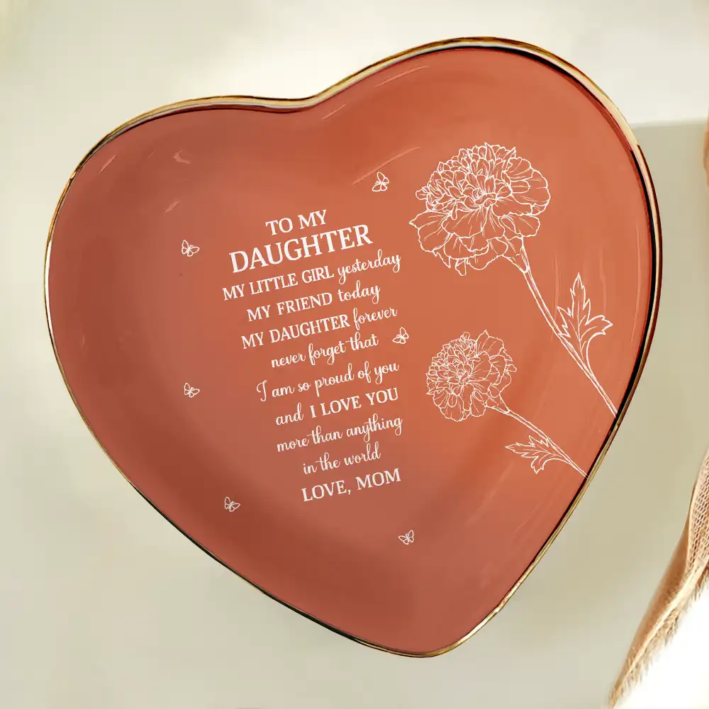 Sketch Birth Flower My Daughter Granddaughter Forever - Personalized Ring Dish - Image 5