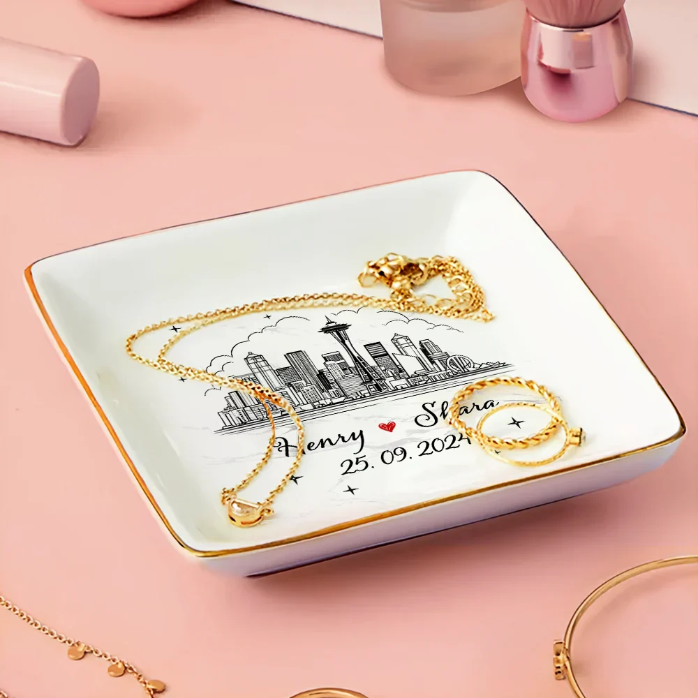 Skyline Couple Name - Personalized Ring Dish - Image 3