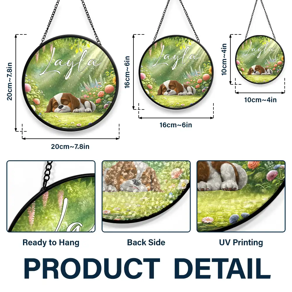 Sleeping Dog In The Garden - Personalized Stained Glass Window Hanging Suncatcher - Image 3