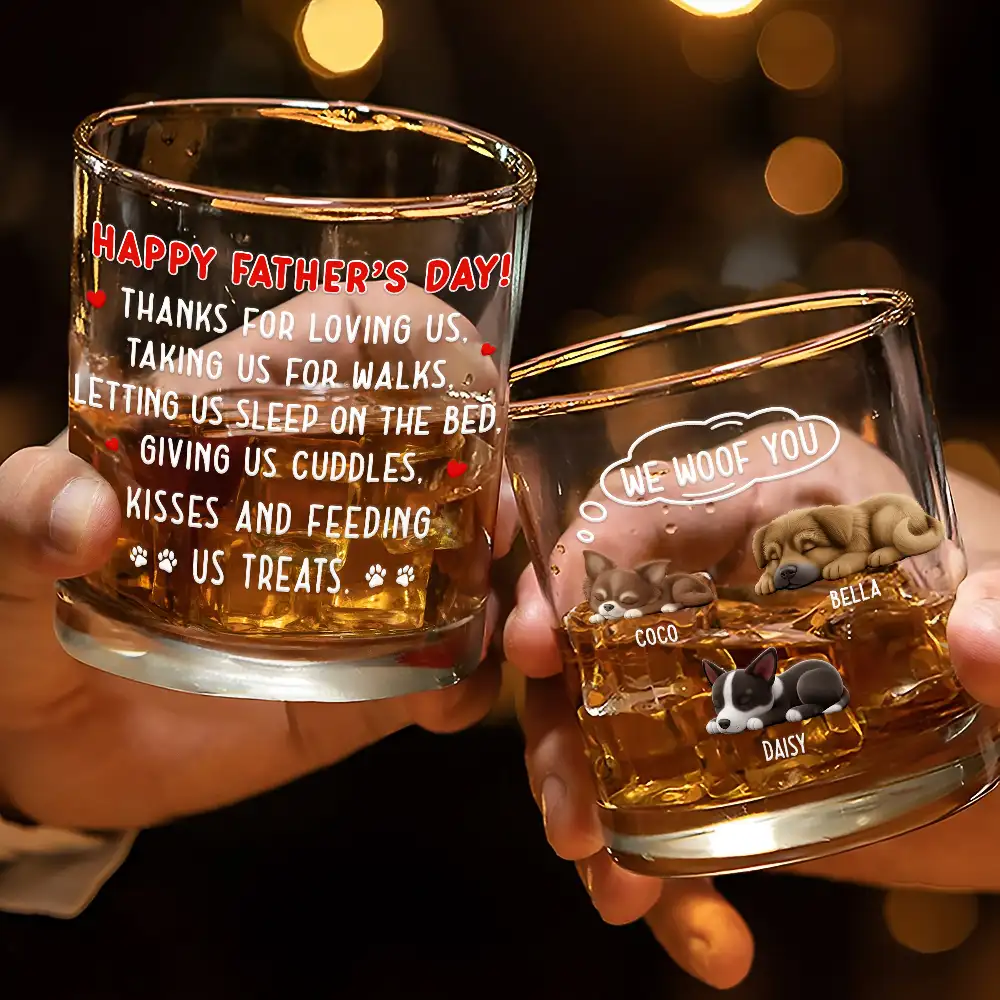 Sleeping Dog Thanks For Loving Me - Personalized Whiskey Glass - Image 3