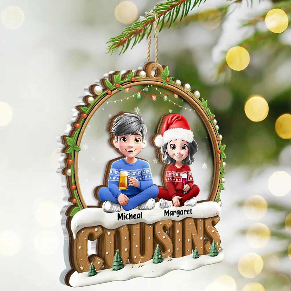Snowball Besties Friends Siblings Forever - Personalized 2-Layered Mix Ornament - Image 2