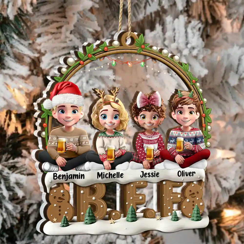 Snowball Besties Friends Siblings Forever - Personalized 2-Layered Mix Ornament - Image 3