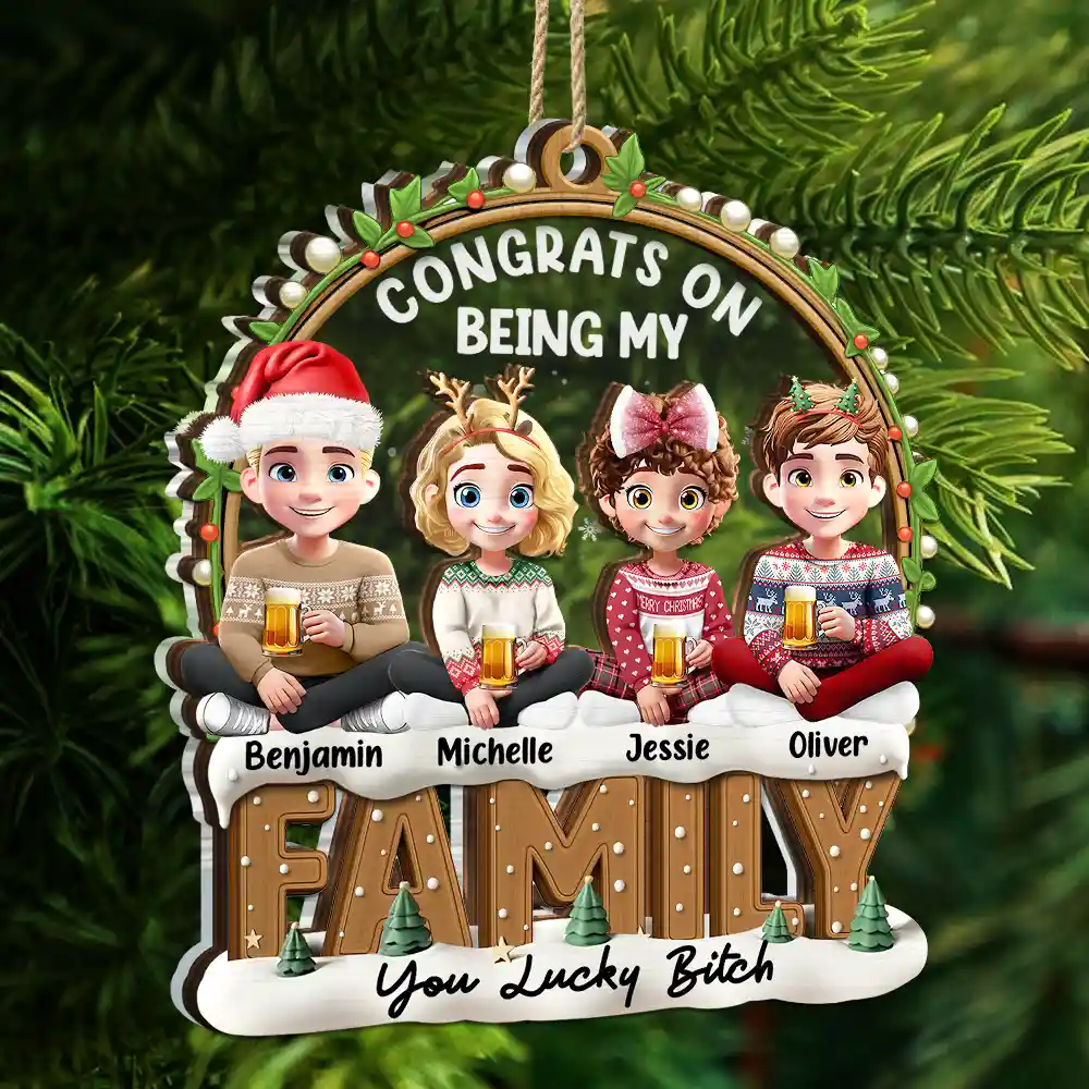 Snowball Congrats On Being My Besties Friends Siblings - Personalized 2-Layered Mix Ornament - Image 4