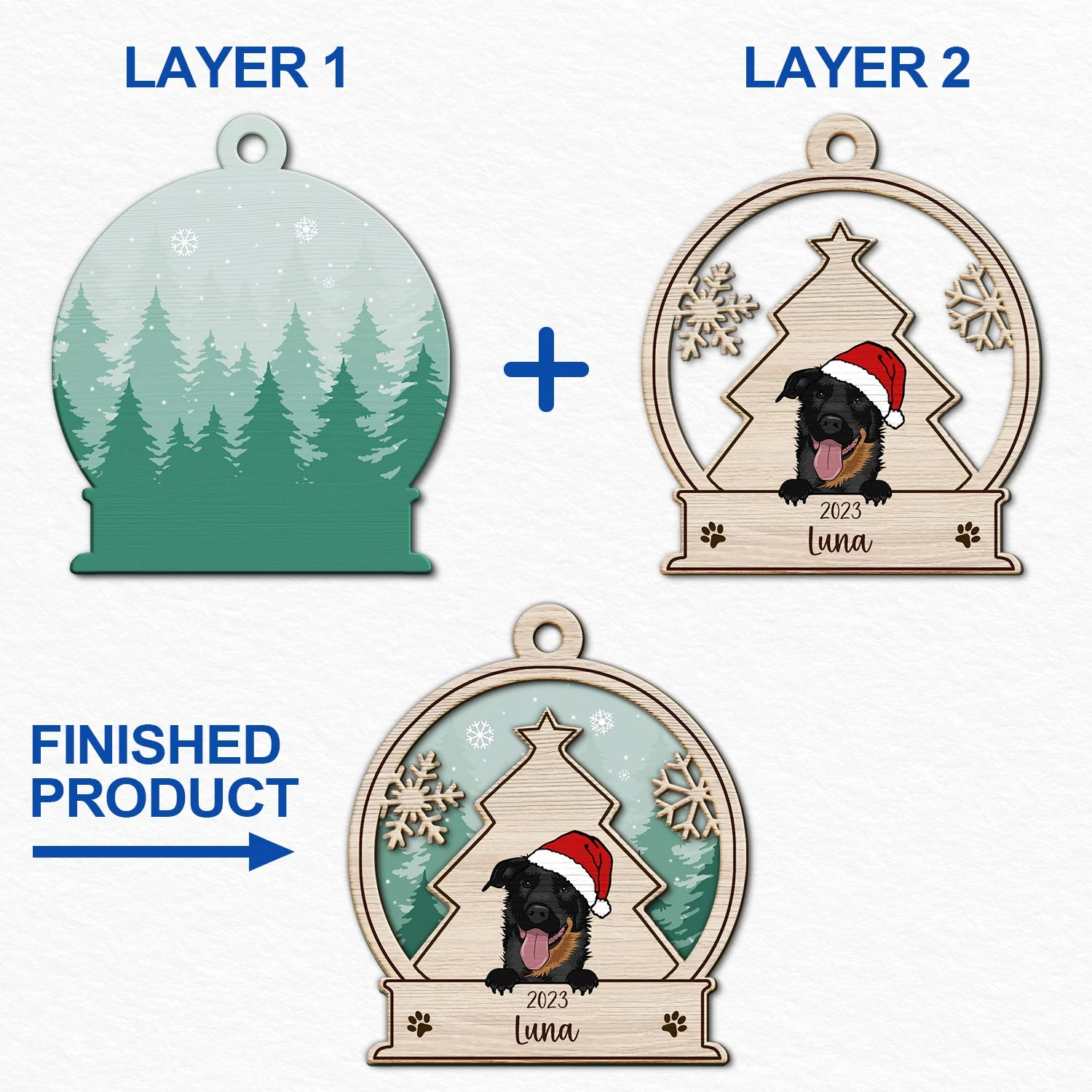 Snowball Dog - Christmas Gift, Dog Lovers - Personalized 2-Layered Wooden Ornament - Image 6