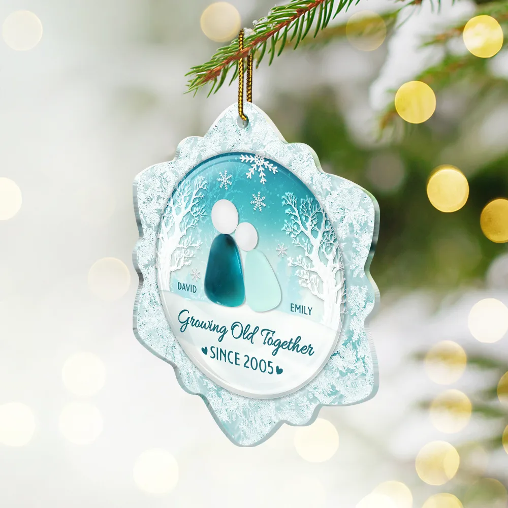 Snowflakes Growing Old Together - Personalized Custom Shaped Acrylic Ornament - Image 2
