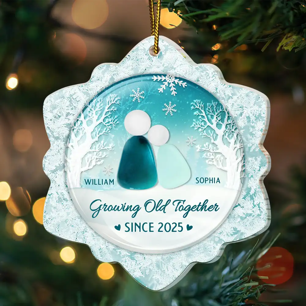 Snowflakes Growing Old Together - Personalized Custom Shaped Acrylic Ornament - Image 3