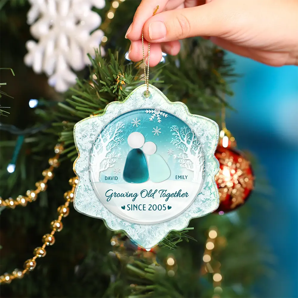 Snowflakes Growing Old Together - Personalized Custom Shaped Acrylic Ornament - Image 4