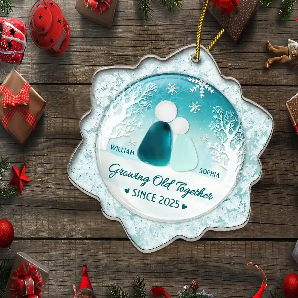 Snowflakes Growing Old Together - Personalized Custom Shaped Acrylic Ornament - Image 5
