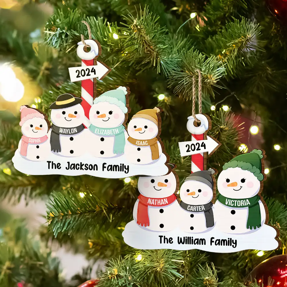 Snowman Family - Personalized Wooden Cutout Ornament - Image 6