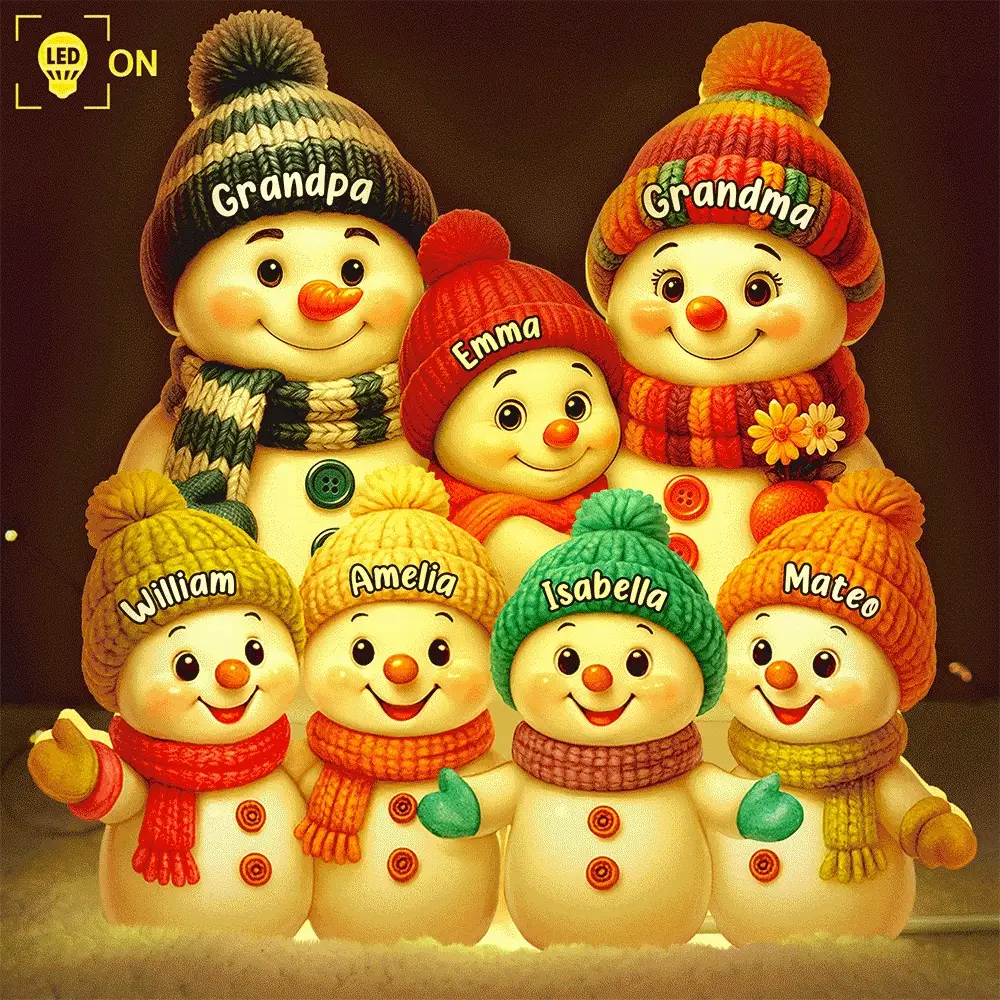 Snowman Grandma and Grandkids - Personalized Custom Shaped Light Box - Image 2