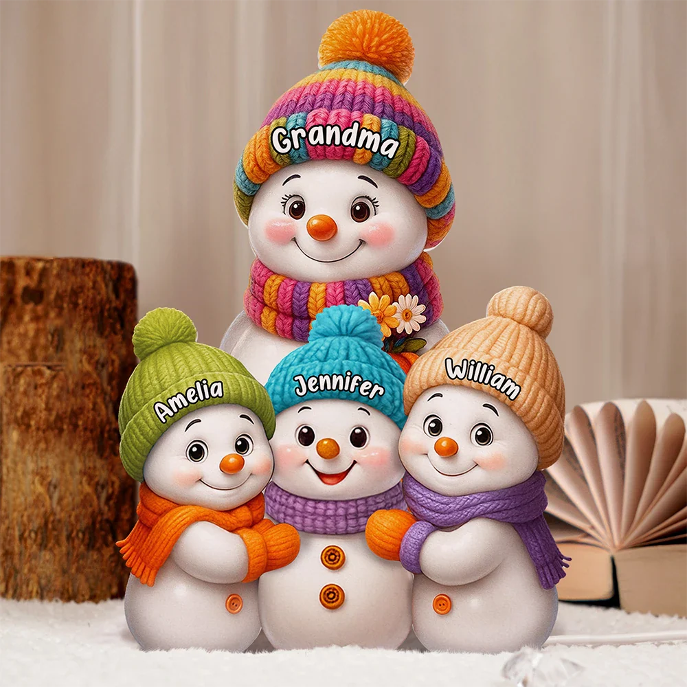 Snowman Grandma and Grandkids - Personalized Custom Shaped Light Box - Image 5