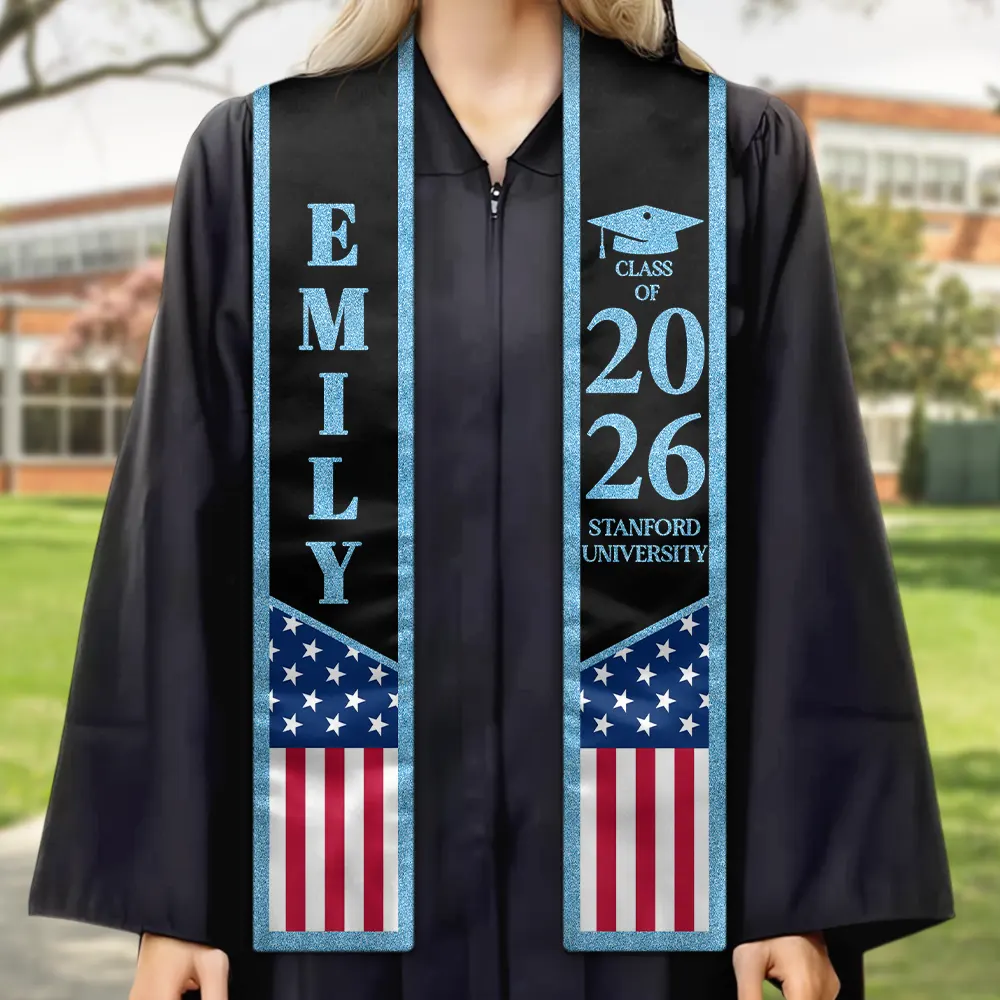 So Proud Of Two Flags Graduation - Personalized Stoles - Image 2