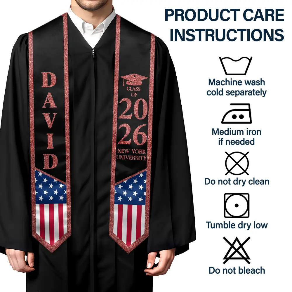 So Proud Of Two Flags Graduation - Personalized Stoles - Image 6