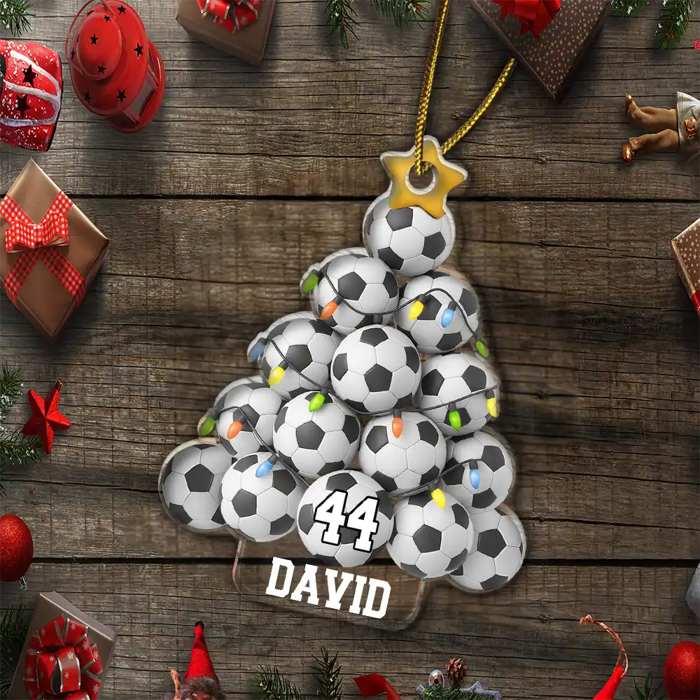 Soccer Christmas Tree - Personalized Custom Shaped Acrylic Ornament - Image 5