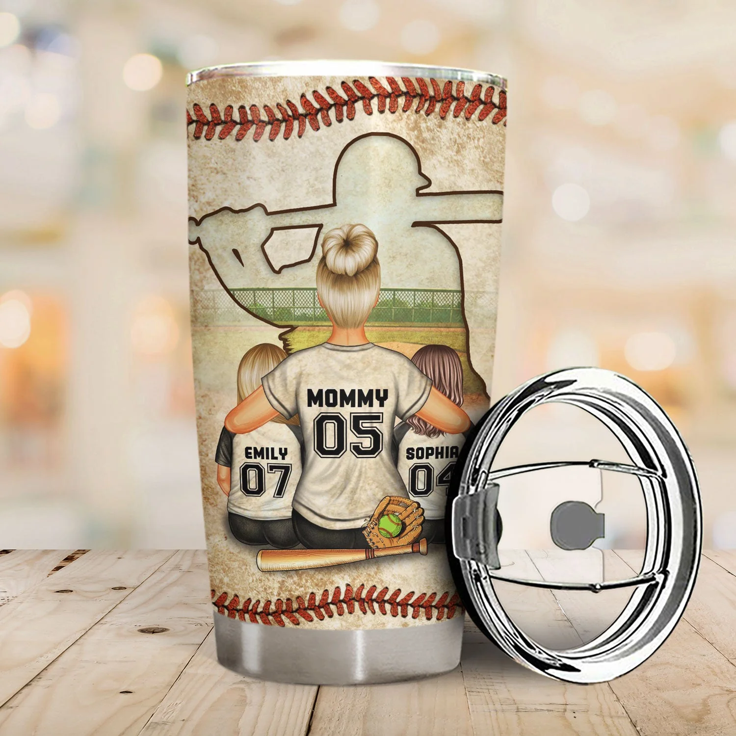 Softball Mom Behind Every Softball Player - Mother Gift - Personalized Custom Tumbler - Image 2
