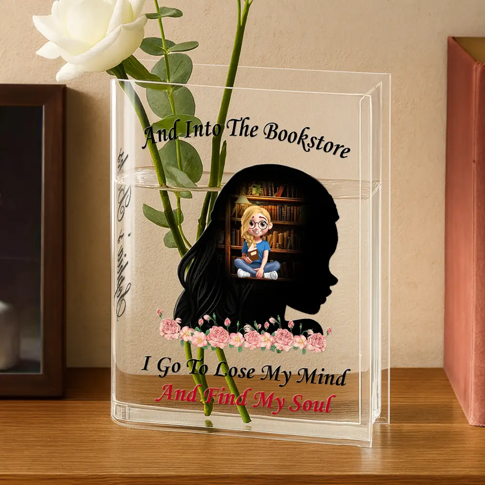 Some Girls Are Just Born With Books In Their Souls - Personalized Acrylic Book Vase - Image 6