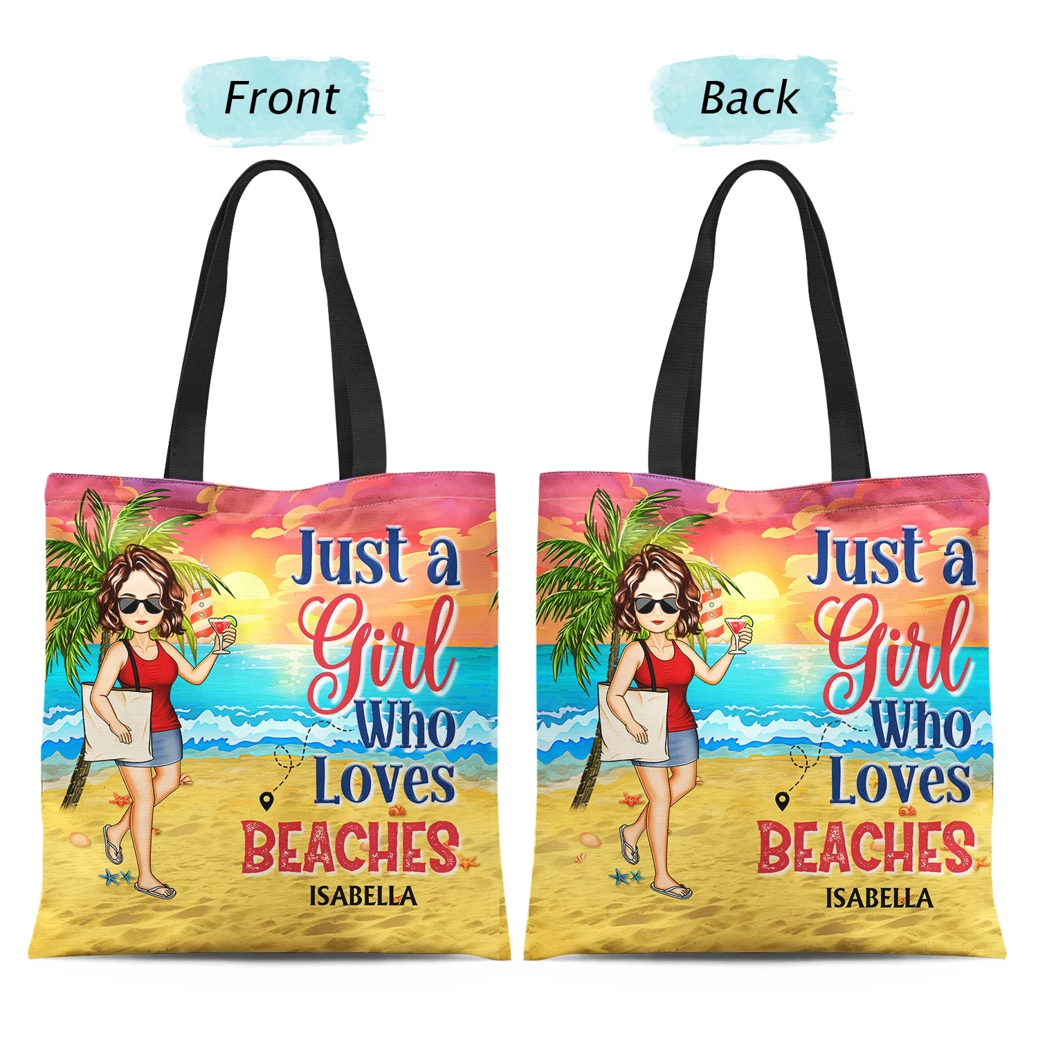 Some Girls Are Just Born With The Beach In Their Souls - Gift For Her, Travel Lovers - Personalized Custom Zippered Canvas Bag - Image 2