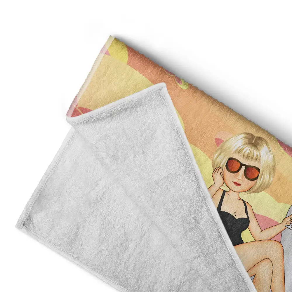Some Girls Are Just Born With The Beach In Their Souls - Personalized Beach Towel - Image 4