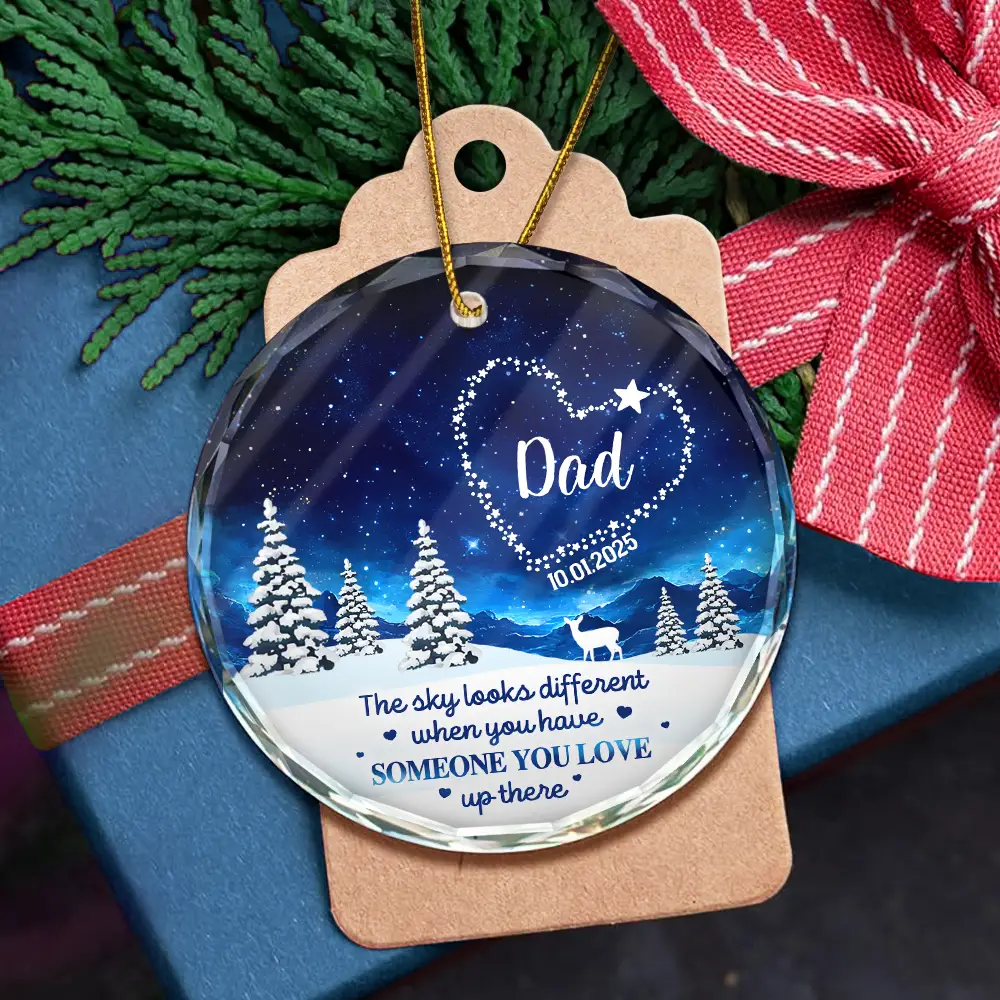Someone You Love Up There - Personalized Circle Glass Ornament - Image 5