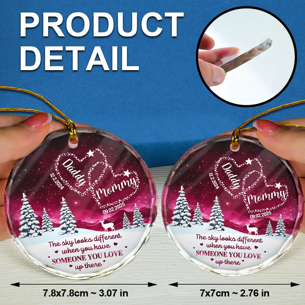Someone You Love Up There - Personalized Circle Glass Ornament - Image 6