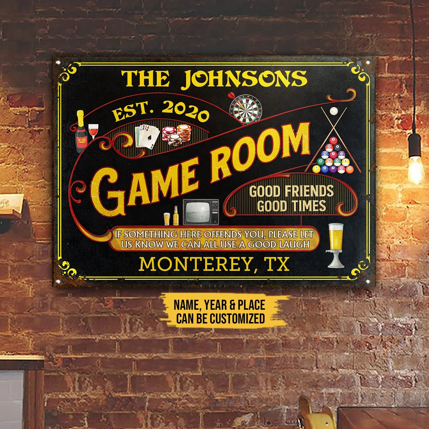 Something Here Offends You - Game Room, Billiards, Poker, Darts, Mancave - Personalized Custom Classic Metal Signs - Image 3