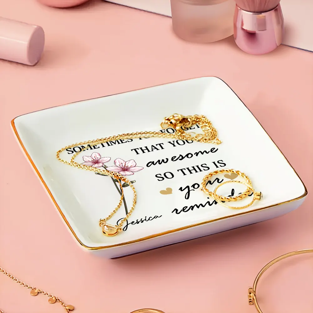 Sometimes You Forget That You're Awesome Birth Flowers Besties - Personalized Ring Dish - Image 3