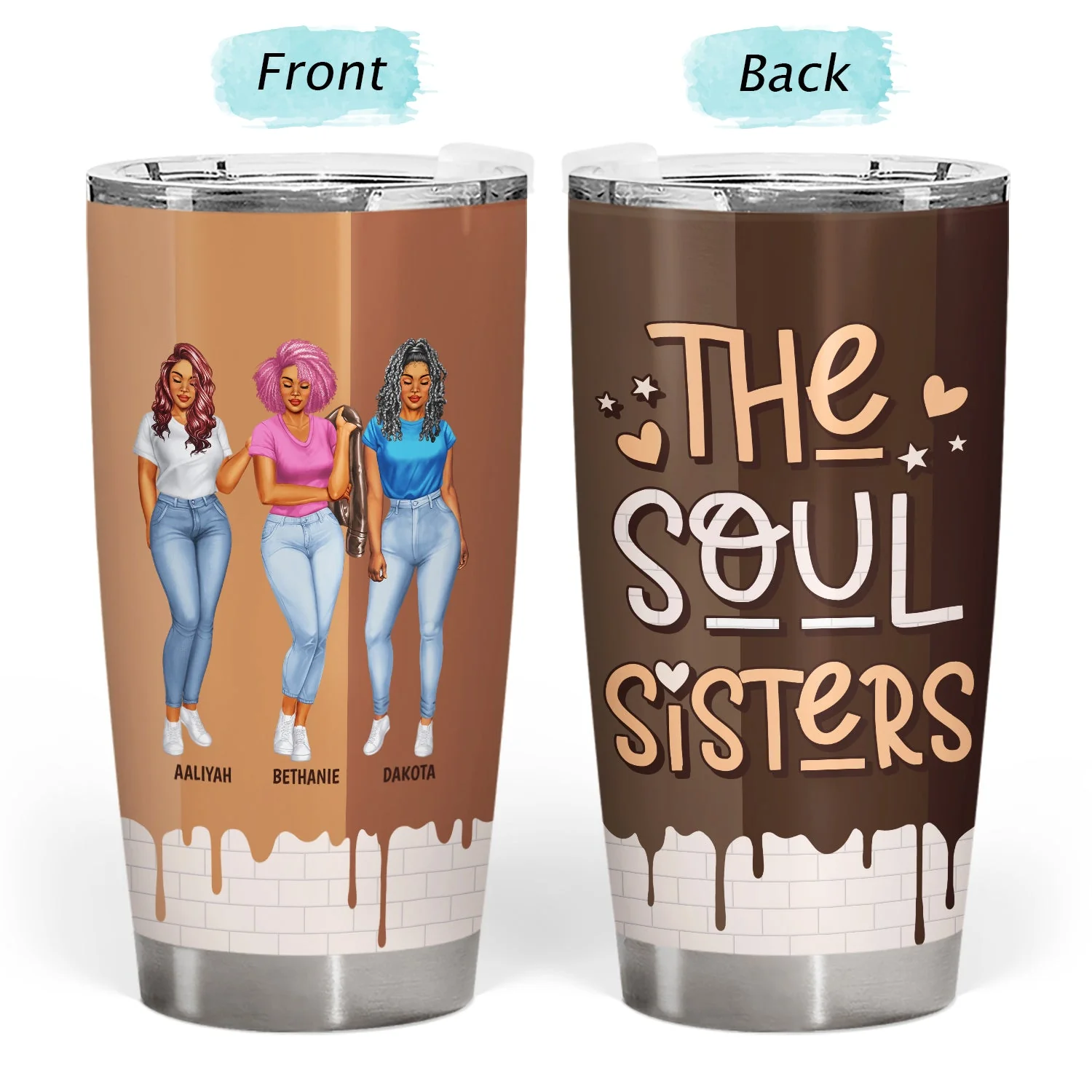Soul Sistas - Gift For Sisters And Best Friends - Personalized Tumbler - Image 3