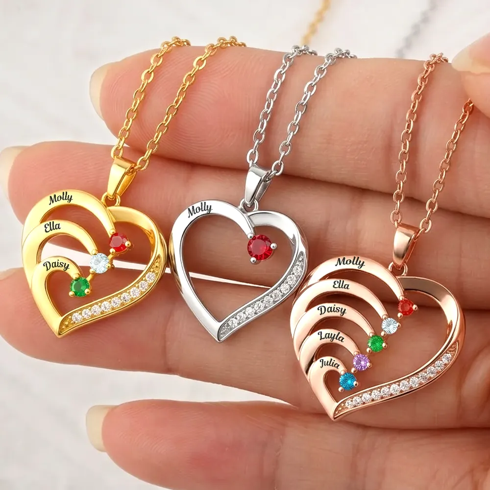 Soul Sisters Custom Name Birth Month Jewelry - Personalized Birthstone Heart Necklace - Image 4