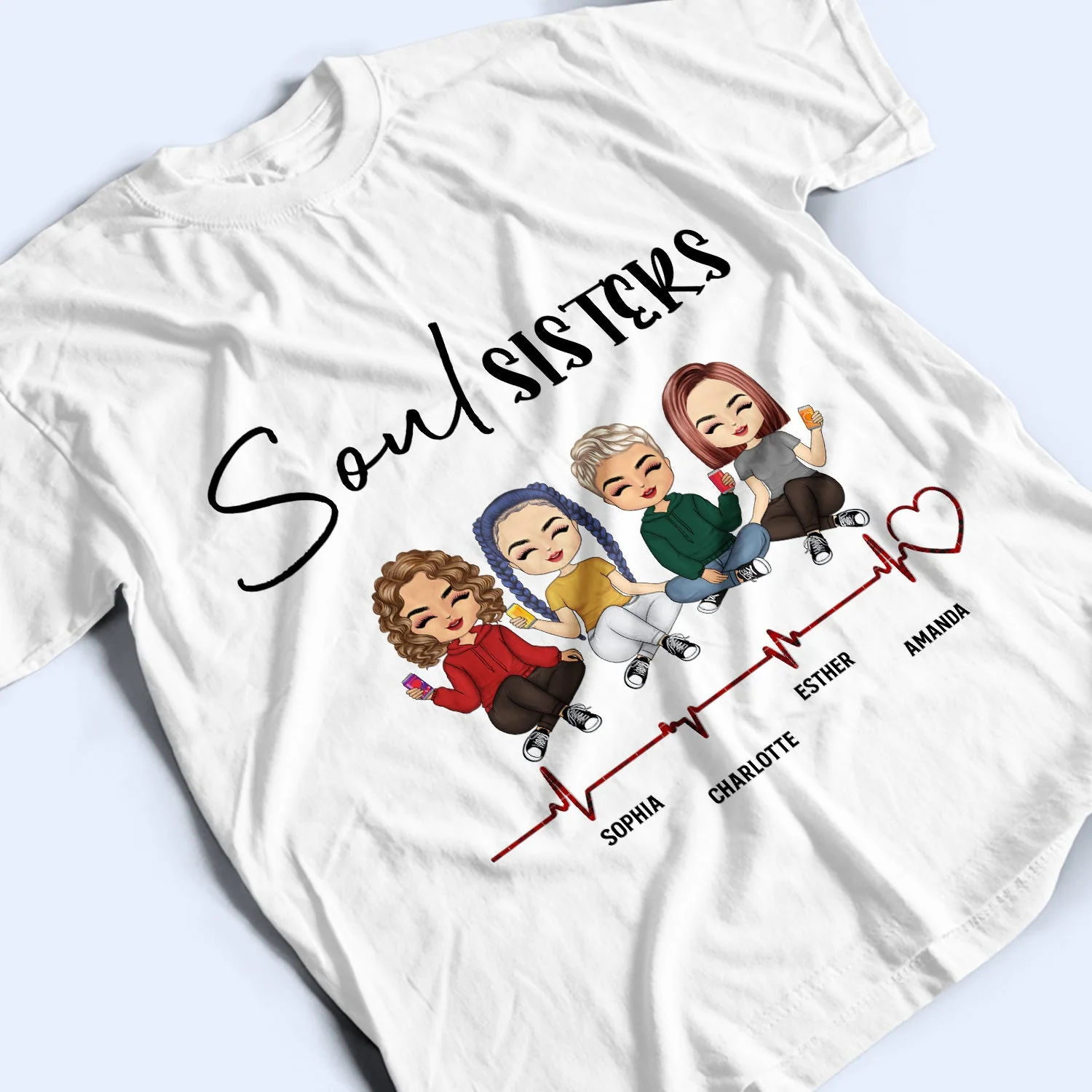 Soul Sisters - Gift For Besties - Personalized Custom T Shirt - Image 3