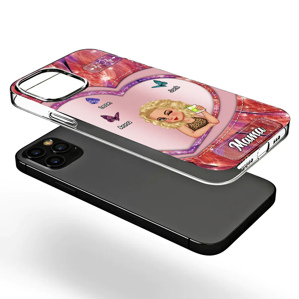 Sparkling Colorful Grandma Mom - Personalized Clear Phone Case - Image 3