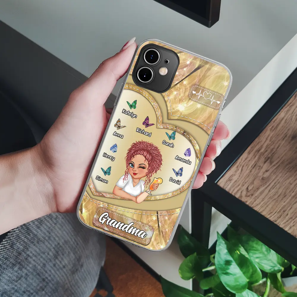Sparkling Colorful Grandma Mom - Personalized Clear Phone Case - Image 4