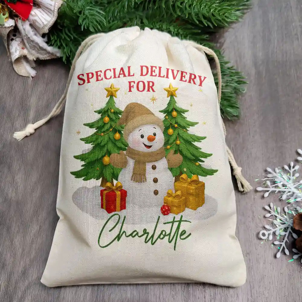 Special Delivery For Christmas Snowman - Personalized Favor Bag - Image 2