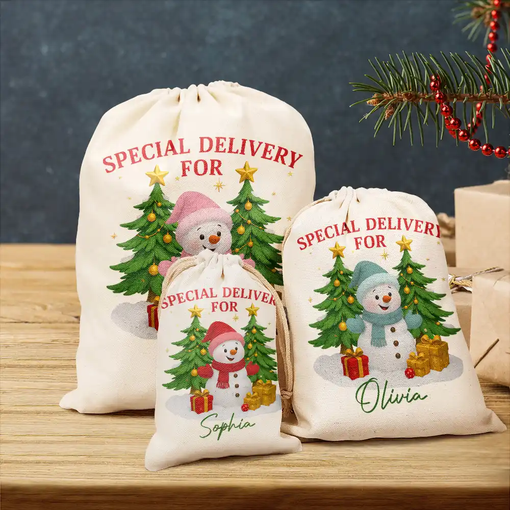 Special Delivery For Christmas Snowman - Personalized Favor Bag - Image 3