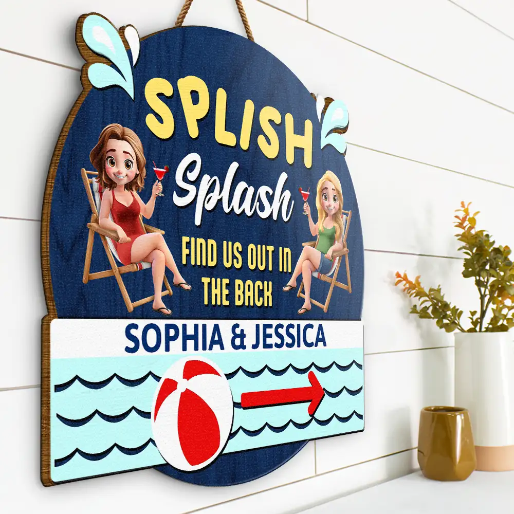 Splish Splash Find Us - Personalized Custom Shaped Wood Sign - Image 2