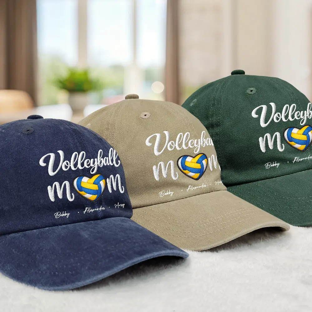 Sport Mom Embroidery Style - Personalized Vintage Washed Denim Cap - Image 3