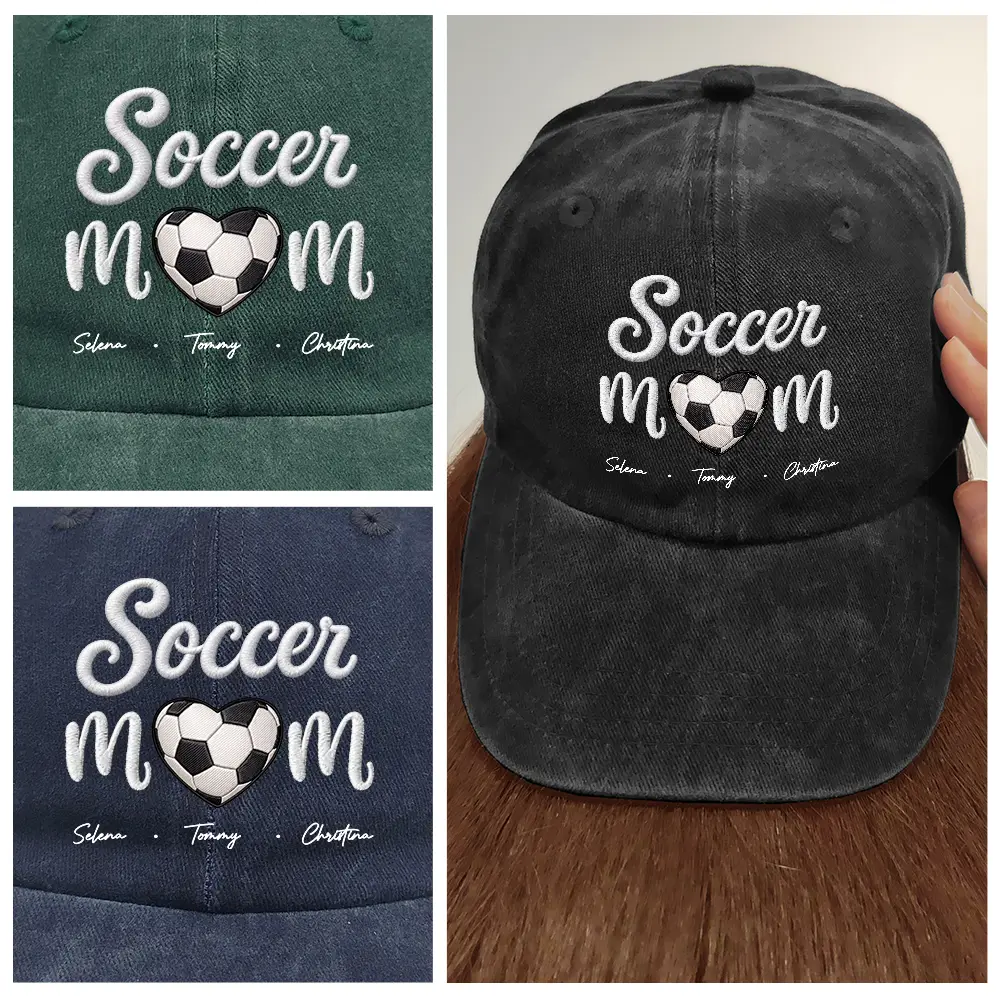 Sport Mom Embroidery Style - Personalized Vintage Washed Denim Cap - Image 4