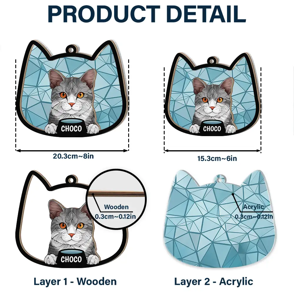 Stained Glass Cat - Personalized Window Hanging Suncatcher Ornament - Image 5
