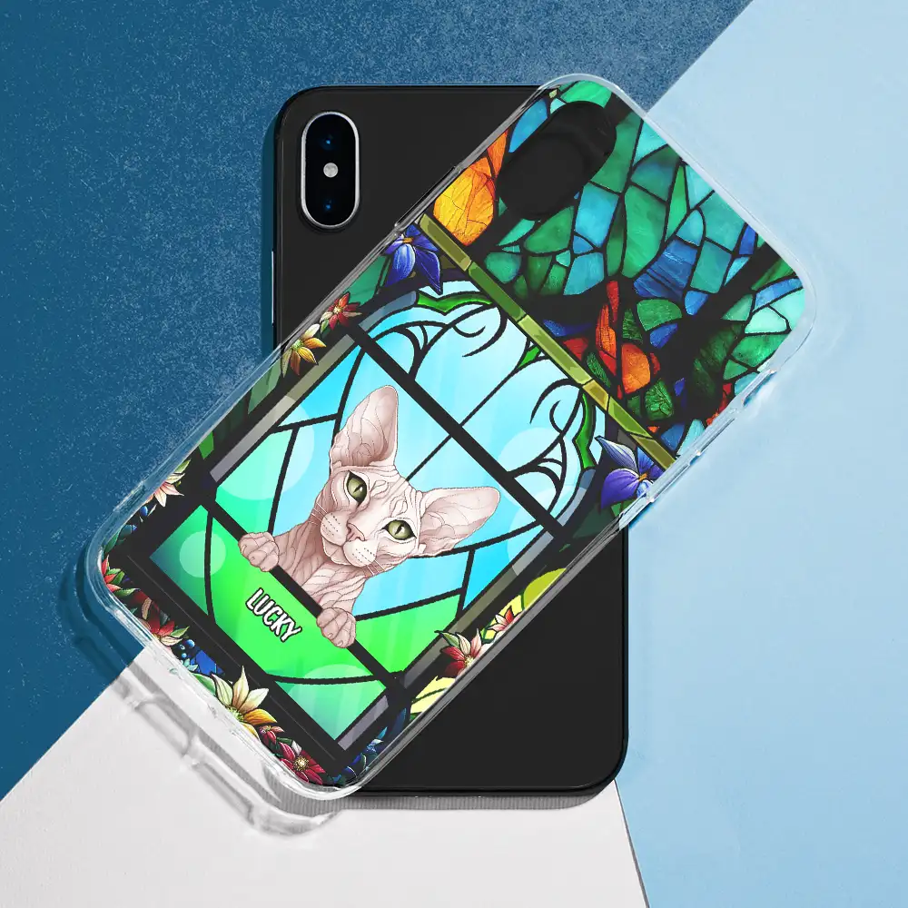 Stained Glass Dog Cat Pet - Personalized Clear Phone Case - Image 5