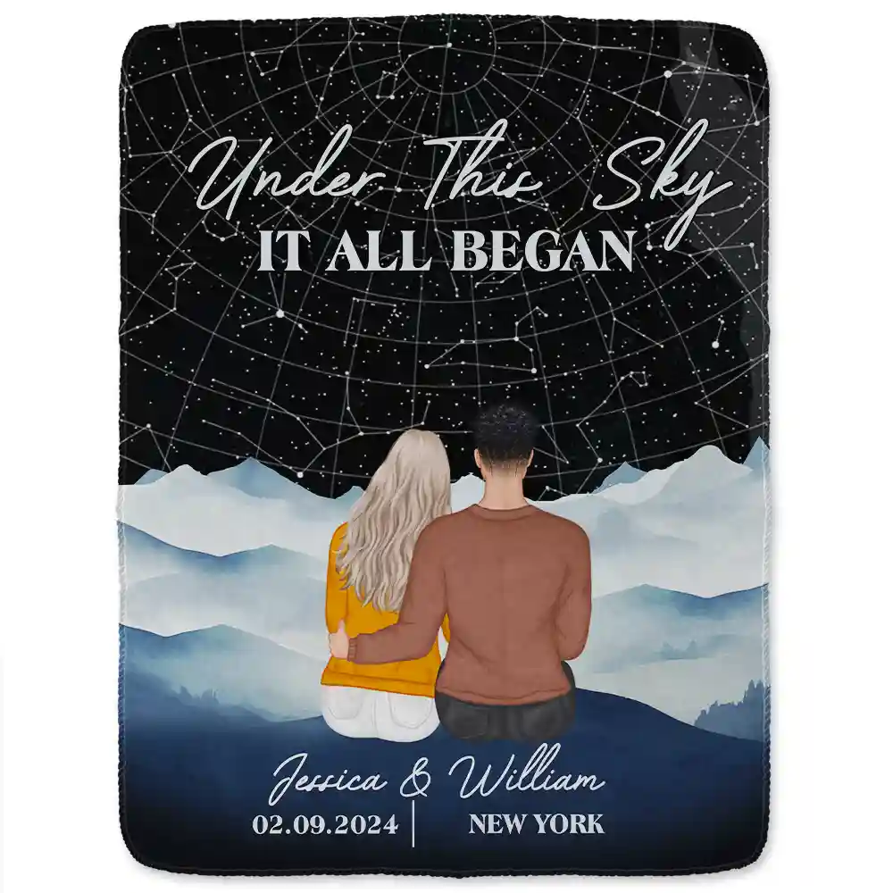Star Map It All Began - Personalized Fleece Blanket, Sherpa Blanket - Image 2