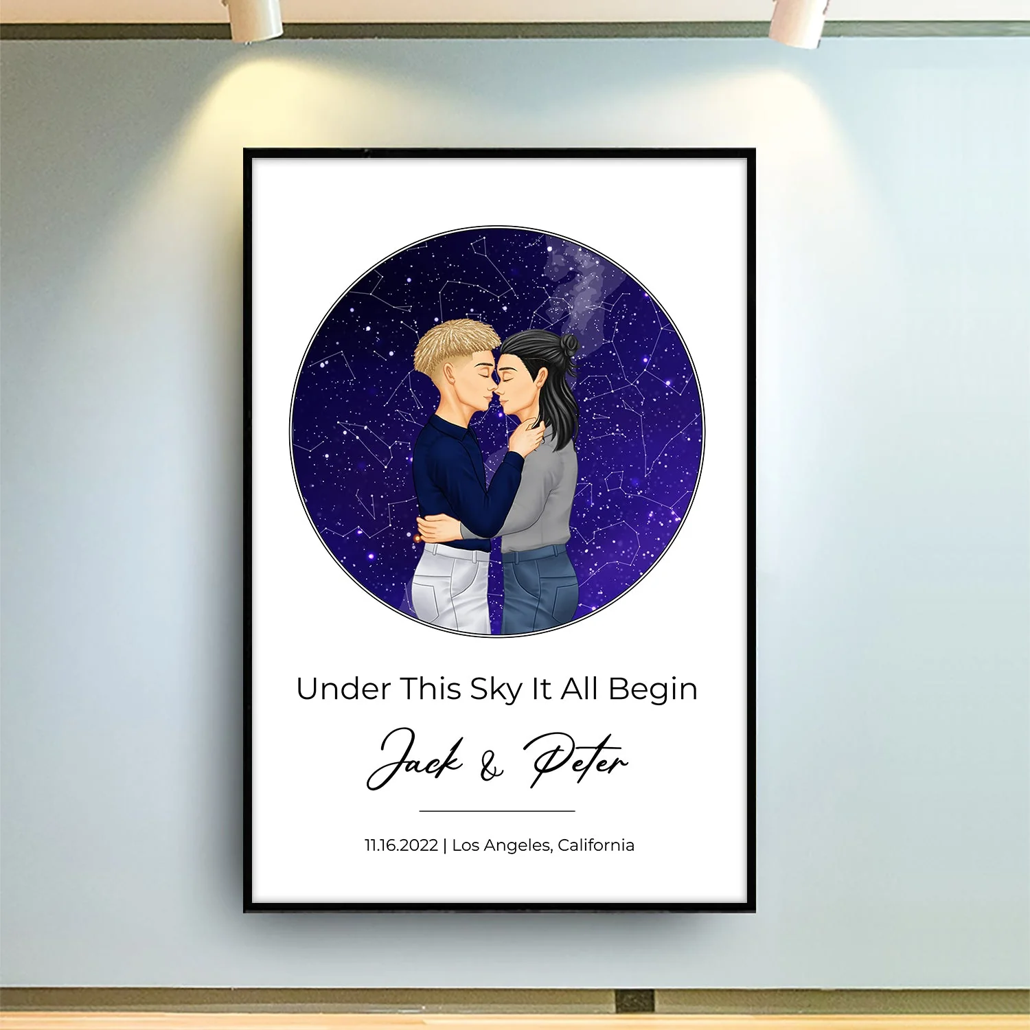 Star Map The Night Our Stars Aligned - Gift For Couples - Personalized Poster - Image 2