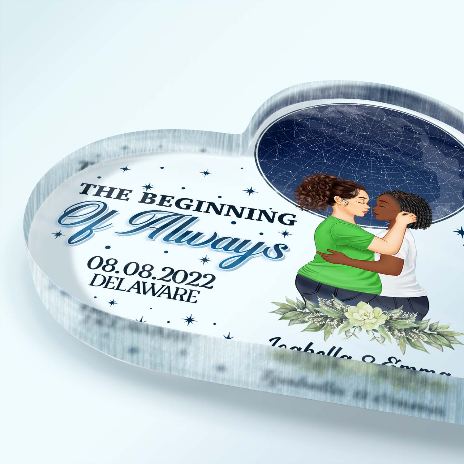Star Map The Night We Met - Anniversary Gift For Couples - Personalized Custom Heart Shaped Acrylic Plaque - Image 3