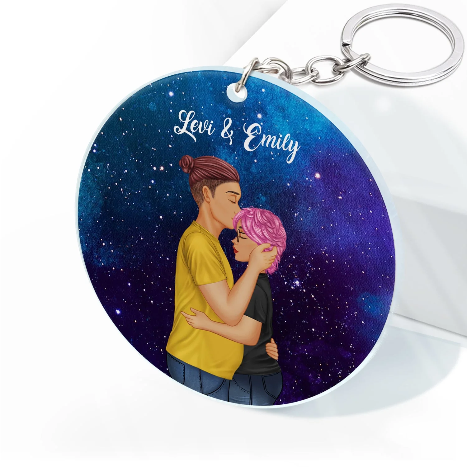Star Map The Night We Met - Gift For Couples - Personalized Acrylic Keychain - Image 2